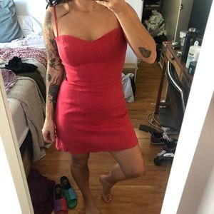 Red Linen Reformation Mini